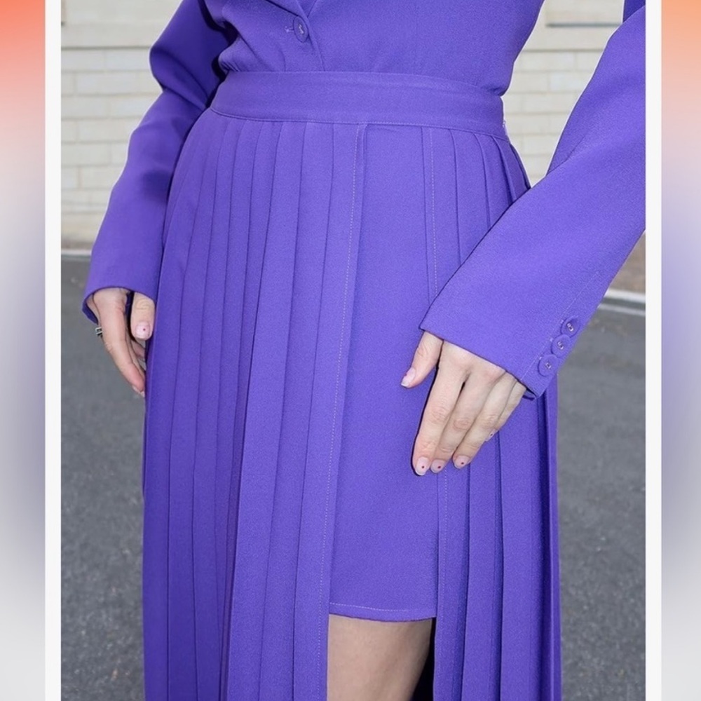 THE DROP Pleated Maxi Skirt with High Slit NWT! 💜 - Picture 2 of 5